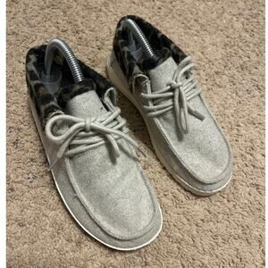 Hey Dude Brit Gray Cheetah Lightweight Casual Slip On Shoe Sz 6 Sneaker‎ Comfort